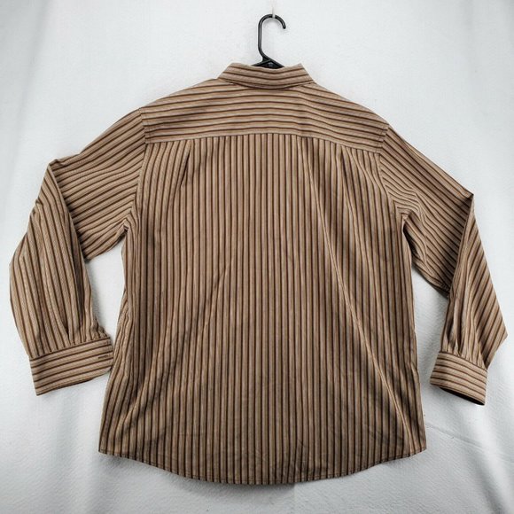 Dockers Shirt Men's Long Sleeve Striped Casual Button Up Collared Brown XL - Picture 7 of 11
